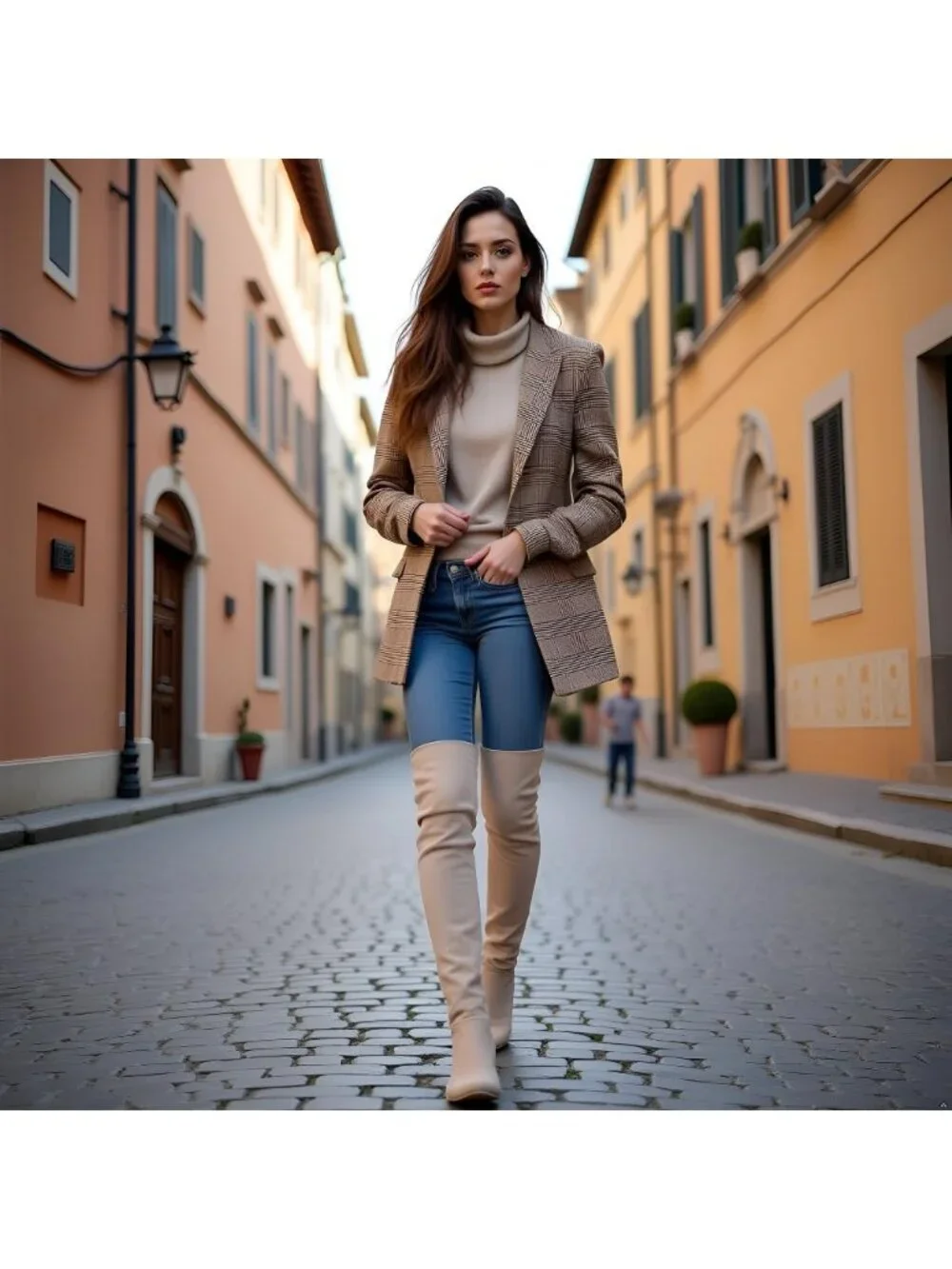 Women's Khaki Suede Pointed Toe Flat Comfort Over the Knee Thigh High Boots